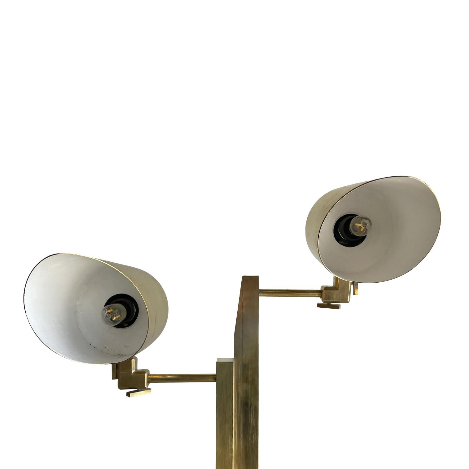 Metal 20th Century Gold German Cubistic Brass Office Lamp, Desk Light by Franz Ehrlich For Sale