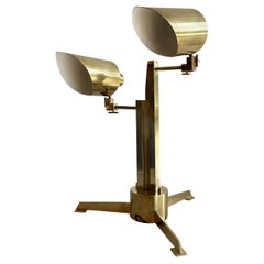 Antique 20th Century Gold German Cubistic Brass Office Lamp, Desk Light by Franz Ehrlich