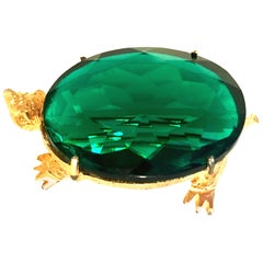 20th Century Gold 
Glass Turtle Brooch