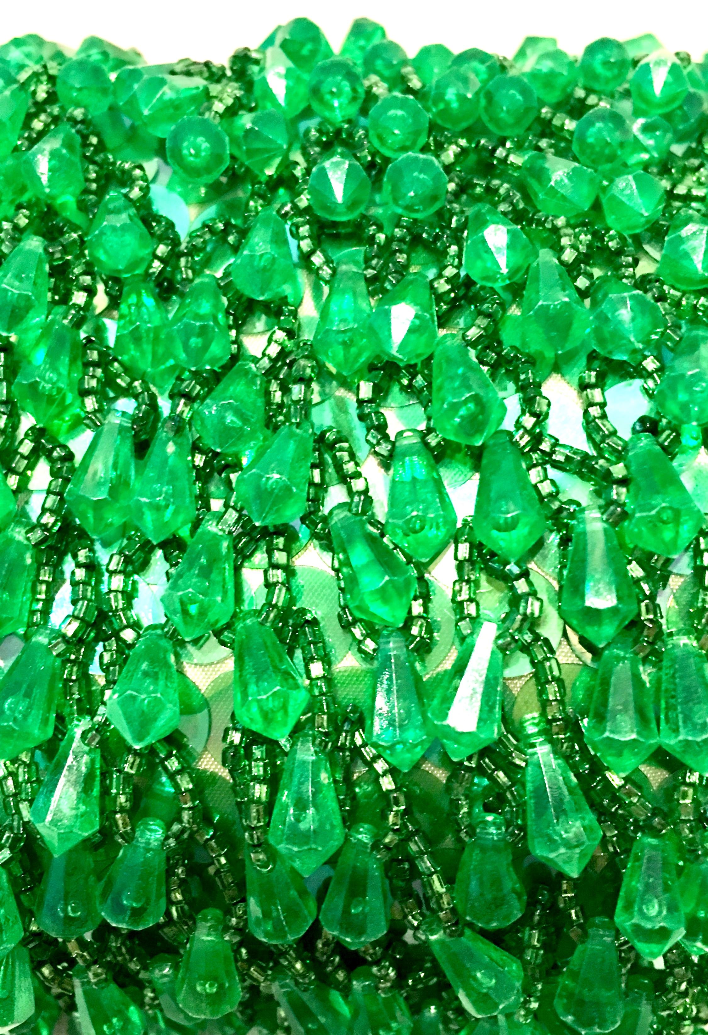 20th Century Gold & Green Crystal Bead Evening Bag By, Richere Hong Kong 5
