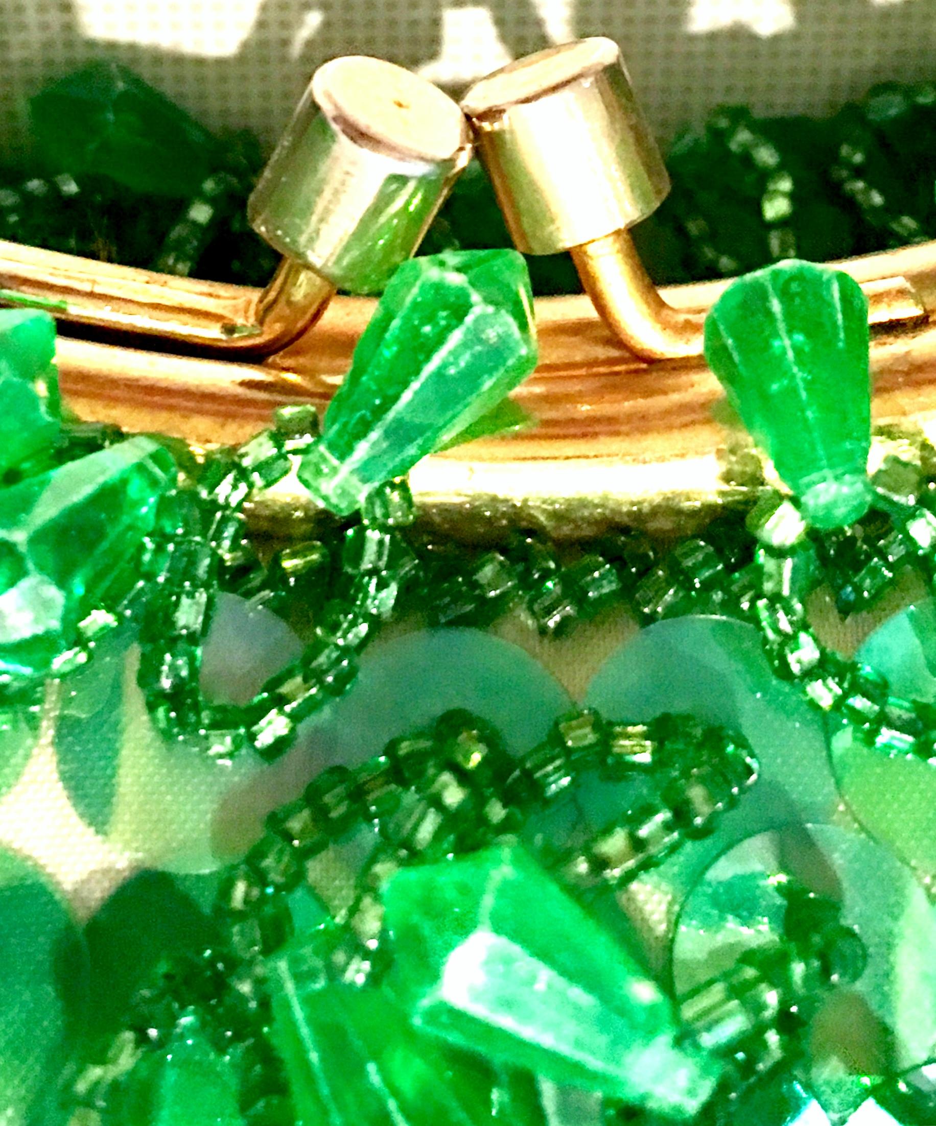 20th Century Gold & Green Crystal Bead Evening Bag By, Richere Hong Kong 8