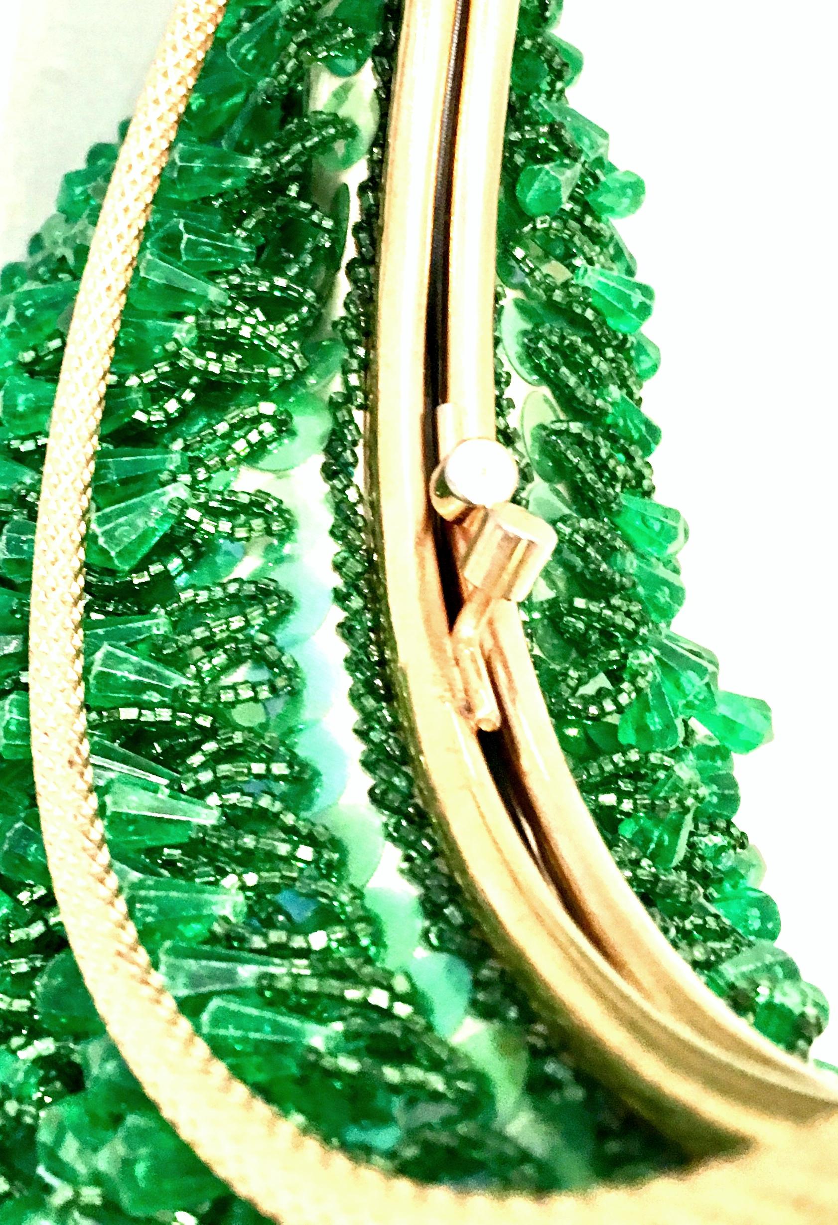 20th Century Gold & Green Crystal Bead Evening Bag By, Richere Hong Kong 4