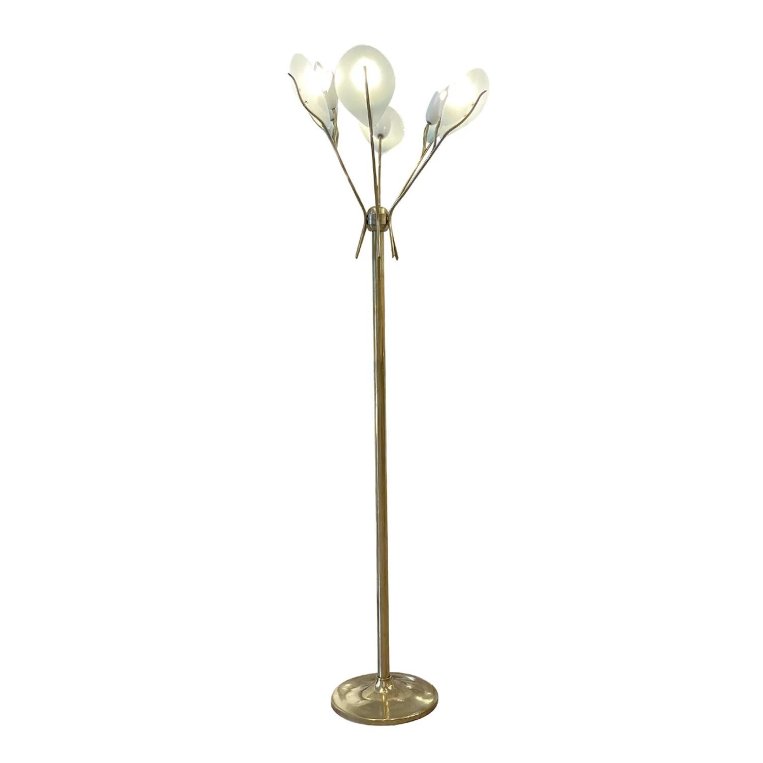 20th Century Gold Italian Arredoluce Polished Brass Floor Lamp by Angelo Lelii For Sale 1
