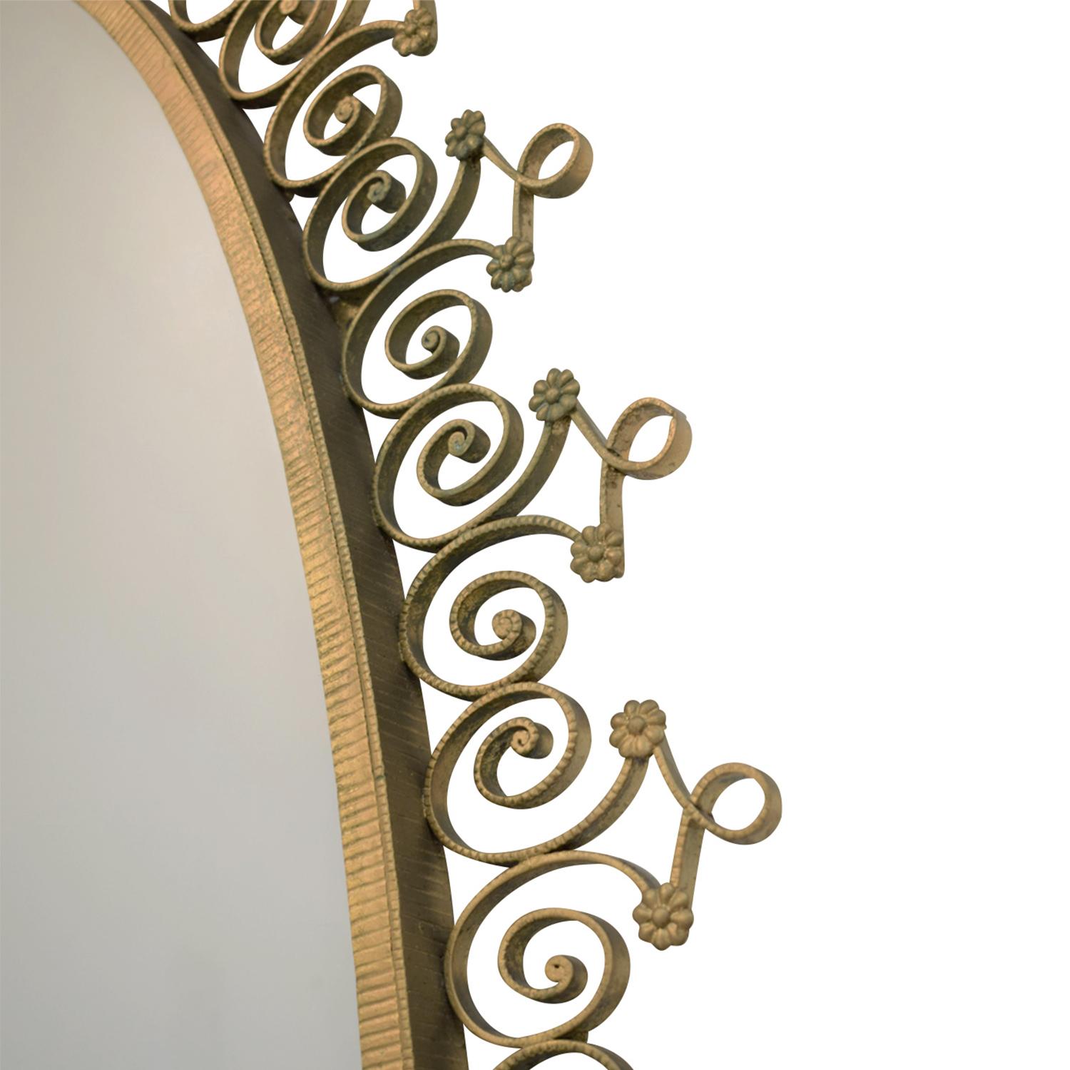 20th Century Gold Italian Iron Floor Mirror, Console Table by Pier Luigi Colli For Sale 1