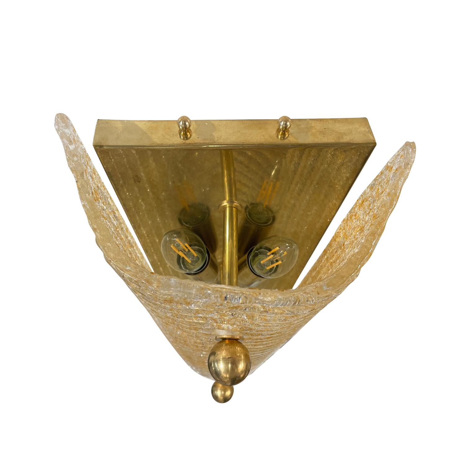 20. Jahrhundert Gold Italienisch Paar Murano Glass Oro Sommerso Wandleuchter (Moderne der Mitte des Jahrhunderts)