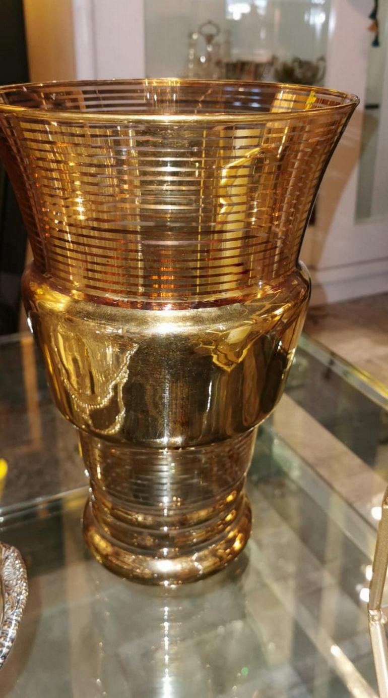 20th Century Gold Leaf Glass Vase, France 4