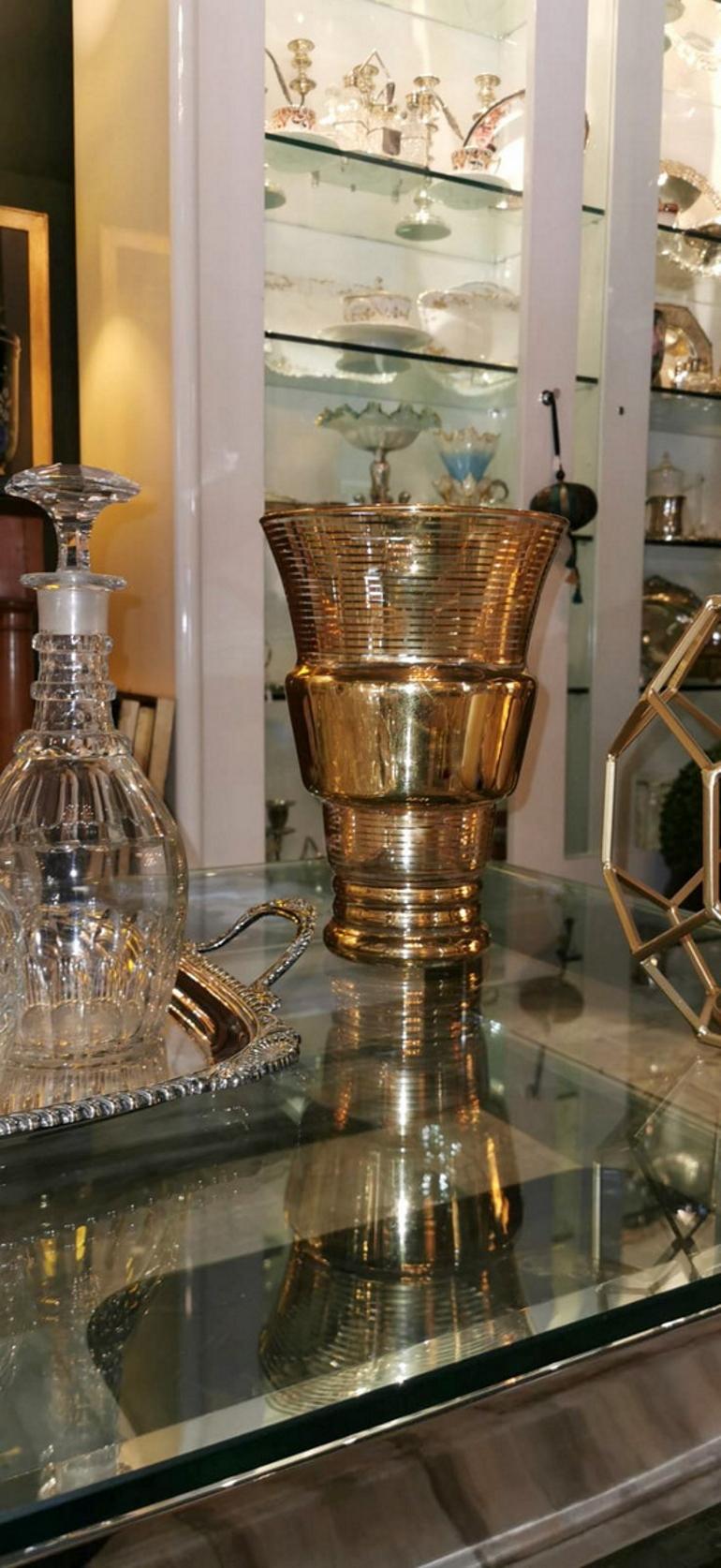 20th Century Gold Leaf Glass Vase, France 8