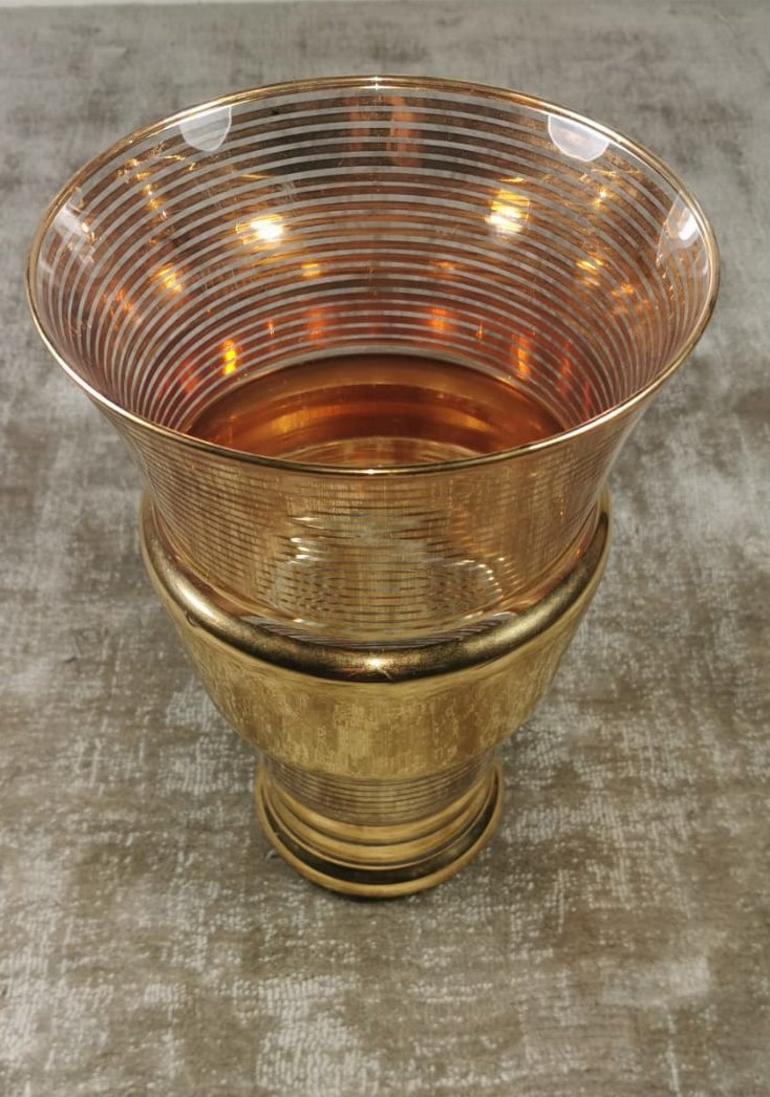 20th Century Gold Leaf Glass Vase, France 1