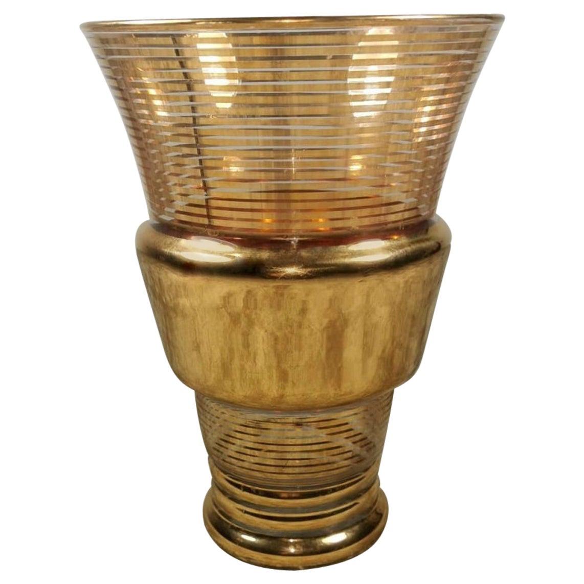 20th Century Gold Leaf Glass Vase, France