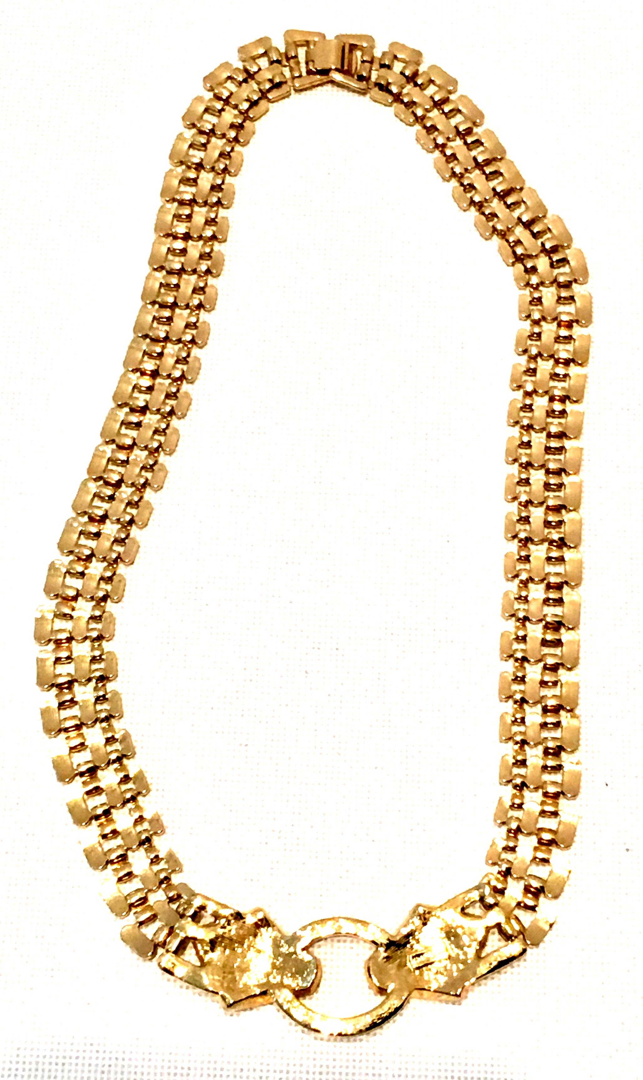 20th Century Gold Link & Swarovski Crystal Snake Choker Necklace By, Trifari 3