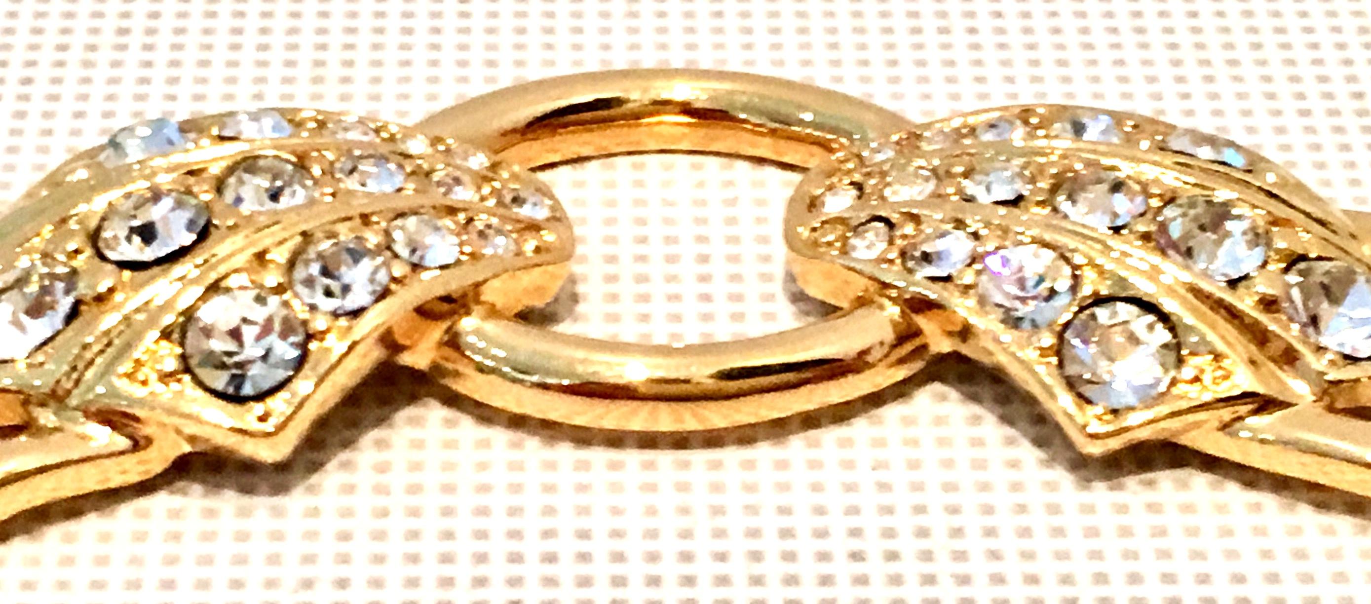 20th Century Gold Link & Swarovski Crystal Snake Choker Necklace By, Trifari 1