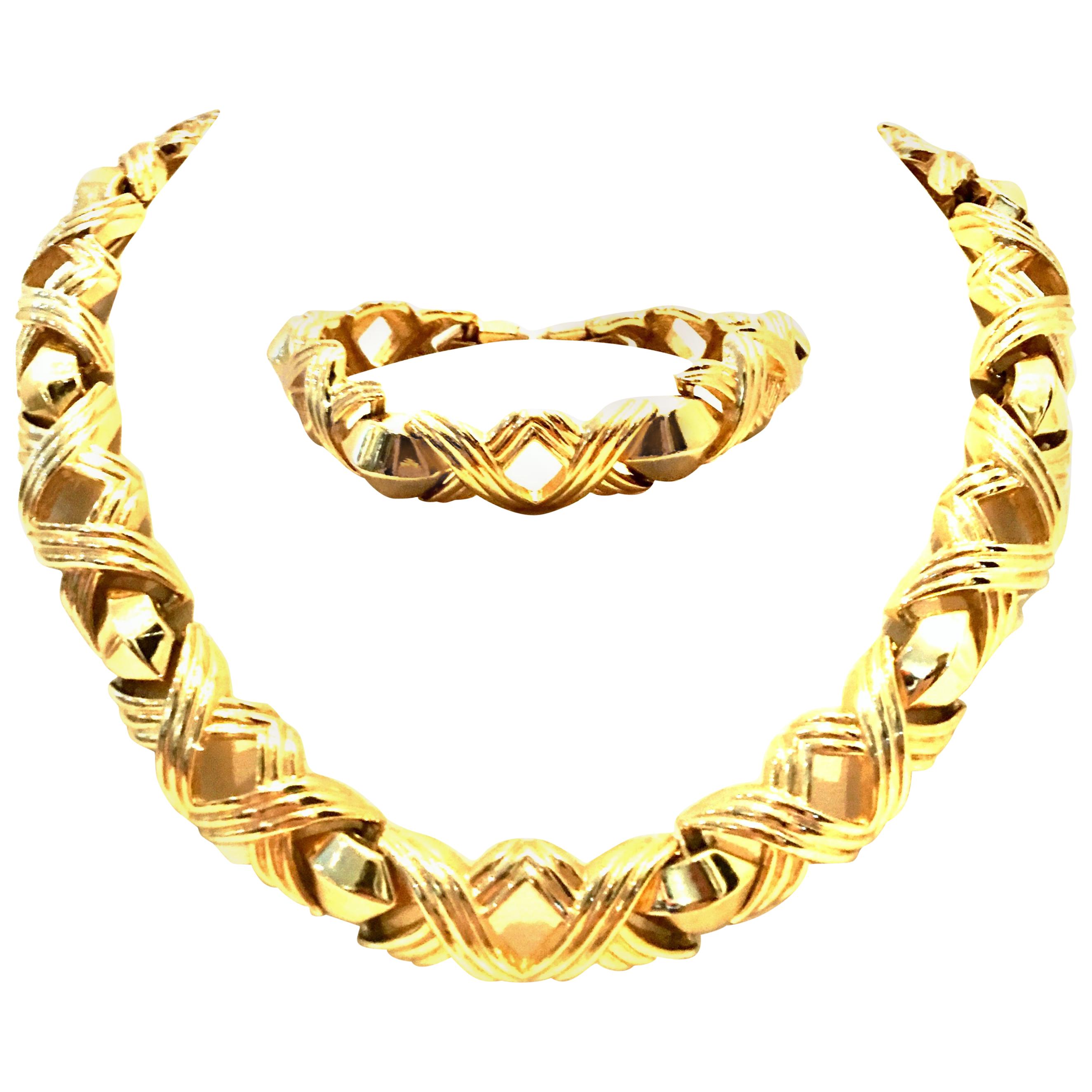 20th Century Gold Link "X" Chunky Necklace 
Bracelet By, Christian Dior