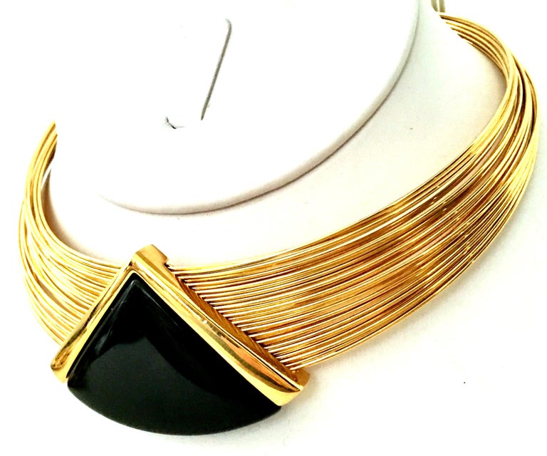 20th Century Gold and Lucite Wire Collar Choker Style Necklace By