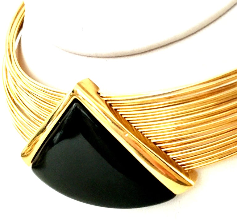 20th Century Gold and Lucite Wire Collar Choker Style Necklace By