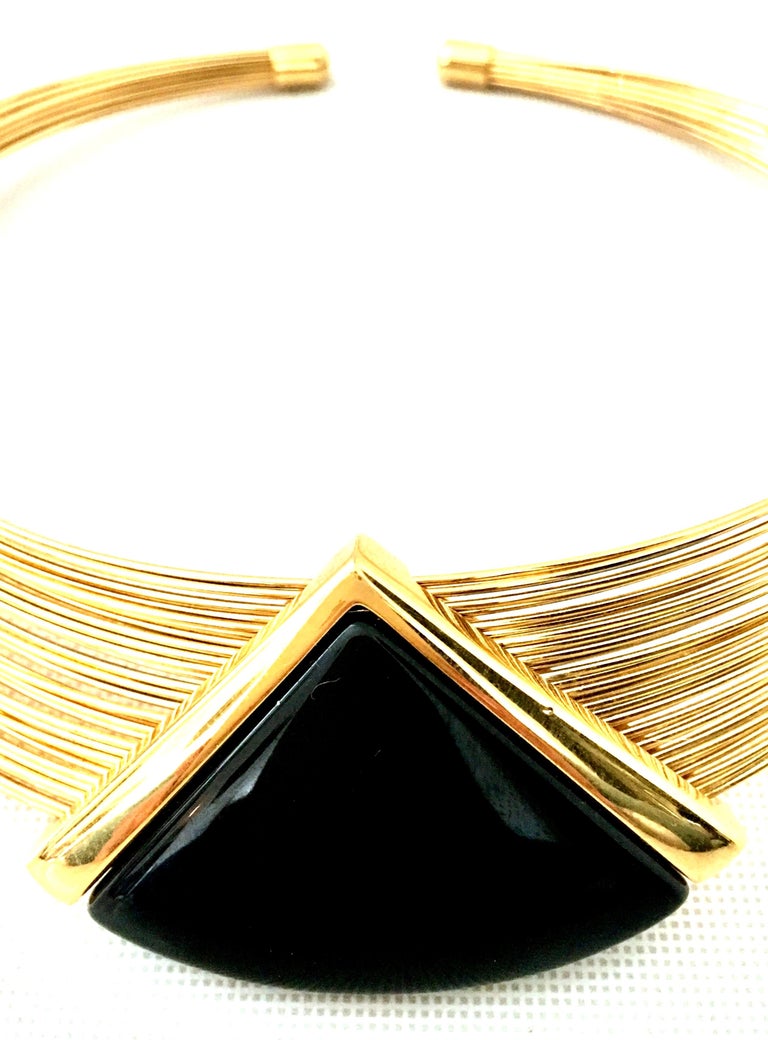20th Century Gold and Lucite Wire Collar Choker Style Necklace By