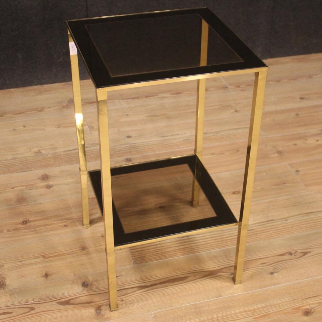 20th Century Gold Metal and Glass Italian Design Side Table, 1970 7