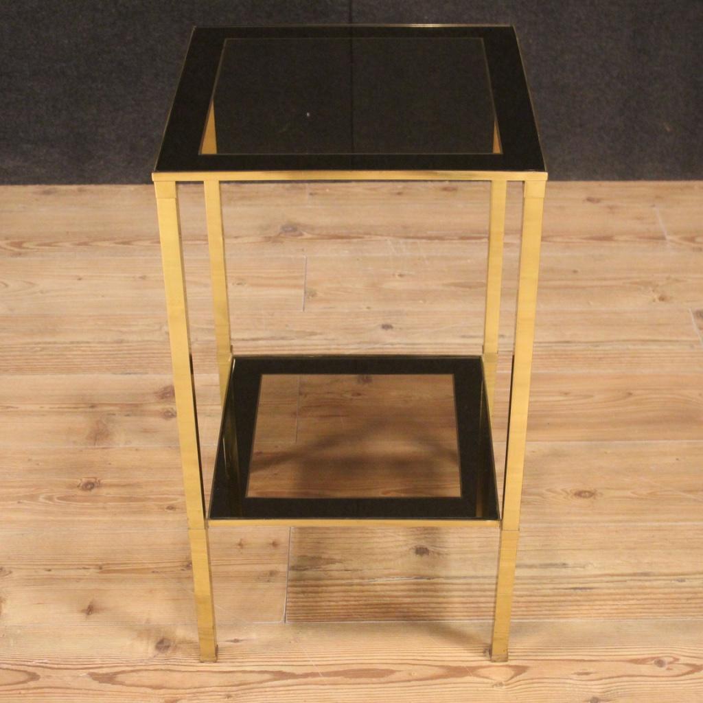 Gilt 20th Century Gold Metal and Glass Italian Design Side Table, 1970