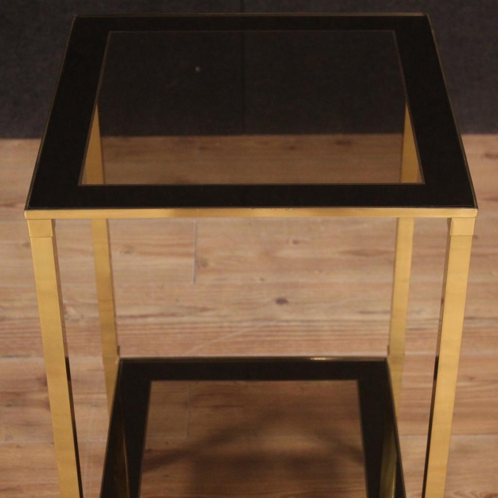 20th Century Gold Metal and Glass Italian Design Side Table, 1970 In Good Condition In Vicoforte, Piedmont