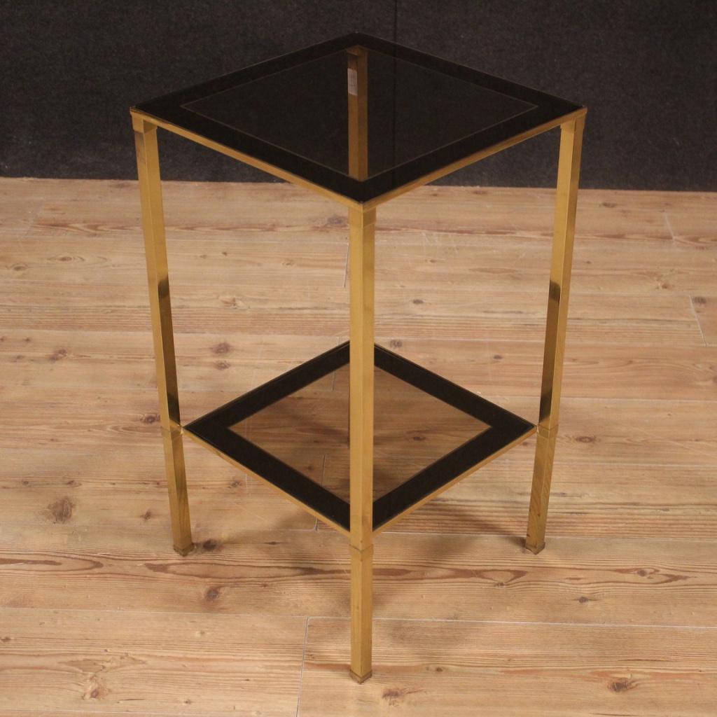 20th Century Gold Metal and Glass Italian Design Side Table, 1970 3