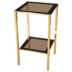20th Century Gold Metal and Glass Italian Design Side Table, 1970