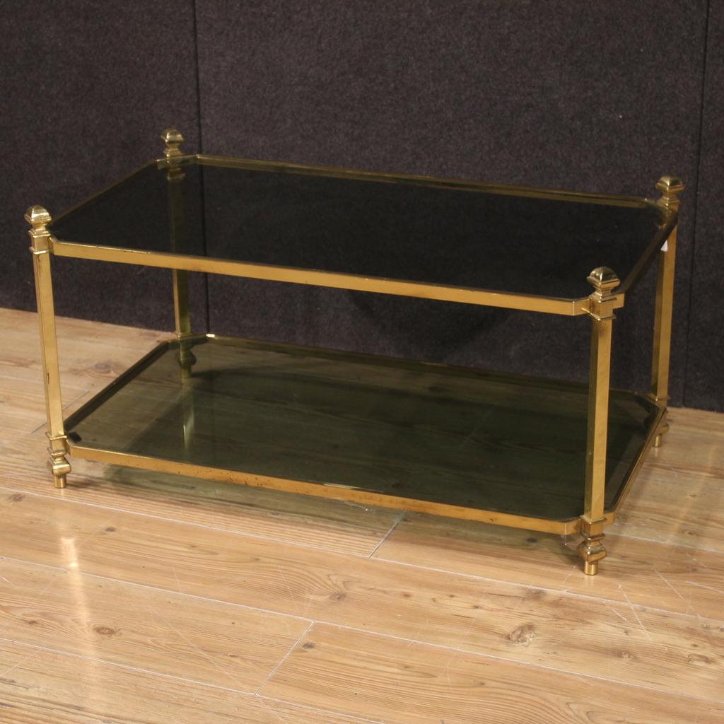 20th Century Gold Metal and Glass Italian Modern Coffee Table, 1970 In Good Condition In Vicoforte, Piedmont