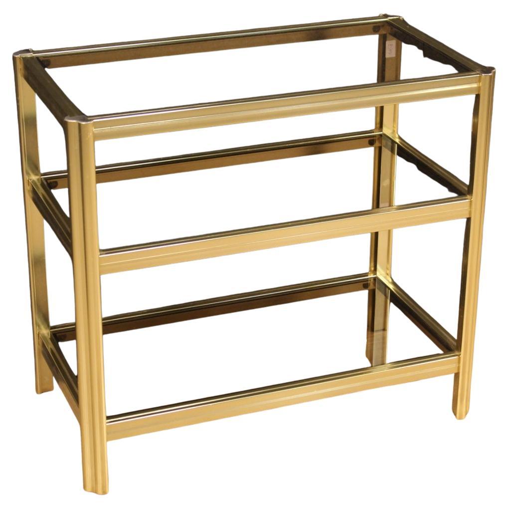 Table d'appoint à étagère en métal doré et verre du 20e siècle, Italian Modern Design, 1980