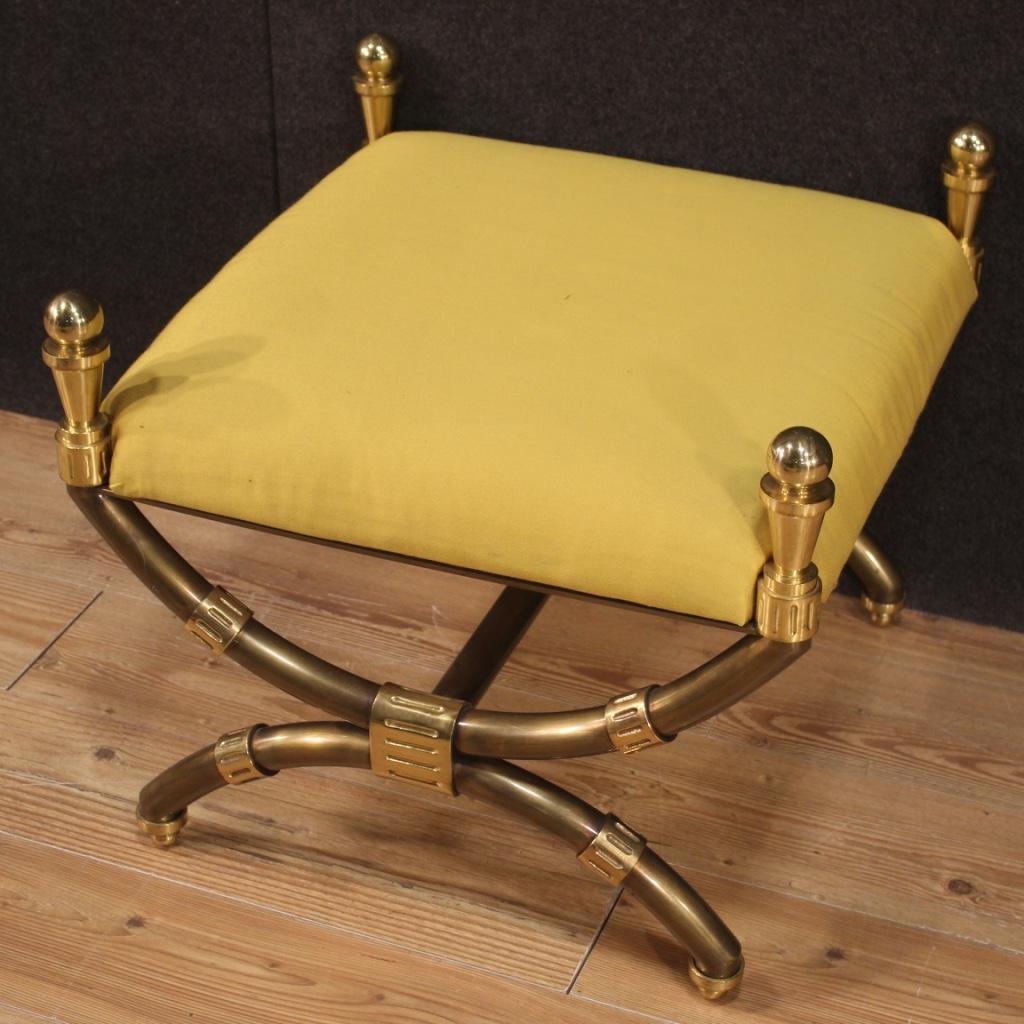 20th Century Gold Metal and Yellow Fabric Italian Foot Stool, 1970 5