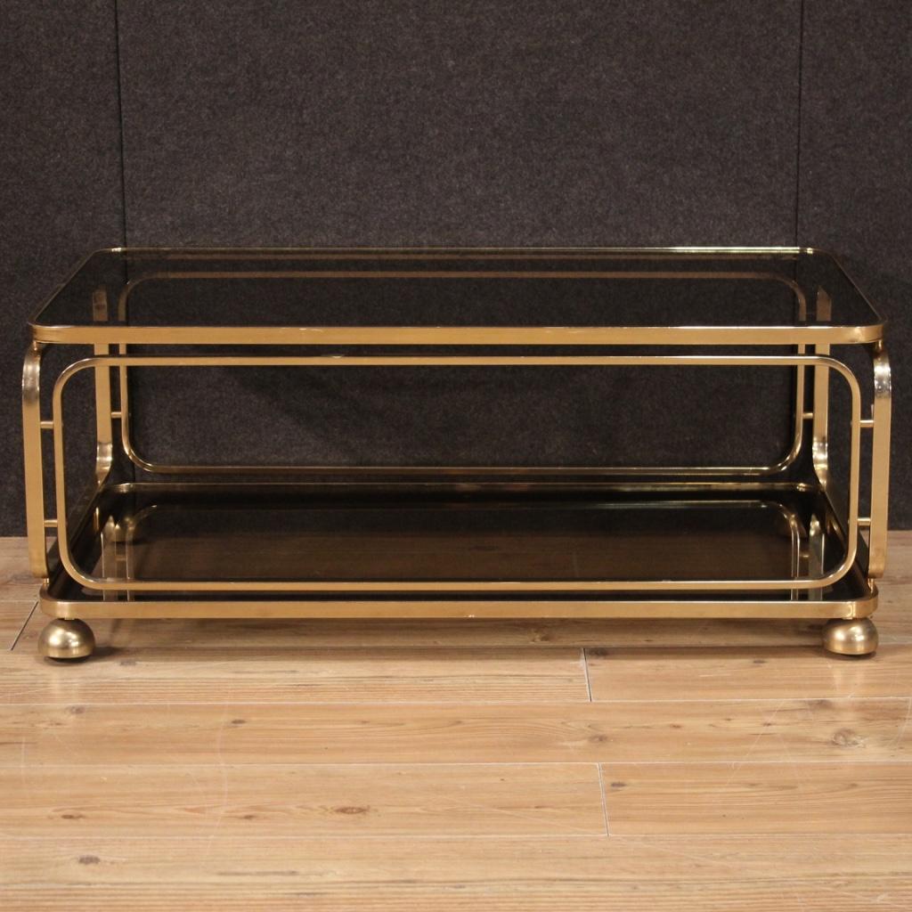 20th Century Gold Metal Italian Design Living Room Coffee Table, 1980 In Good Condition In Vicoforte, Piedmont