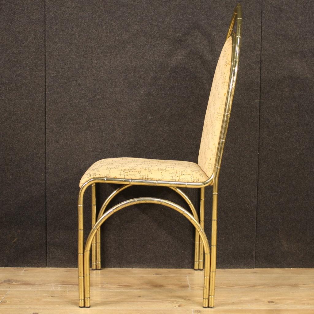 Six chaises italiennes de design en métal doré du XXe siècle, 1970 en vente 5