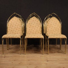 20th Century Gold Metal Italian Design Six Chairs, 1970