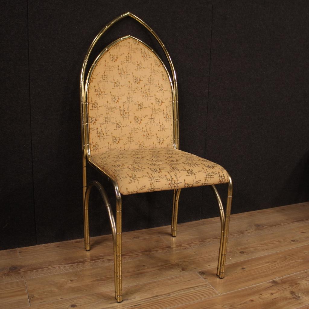 20th Century Gold Metal Italian Design Six Chairs, 1970 For Sale 1