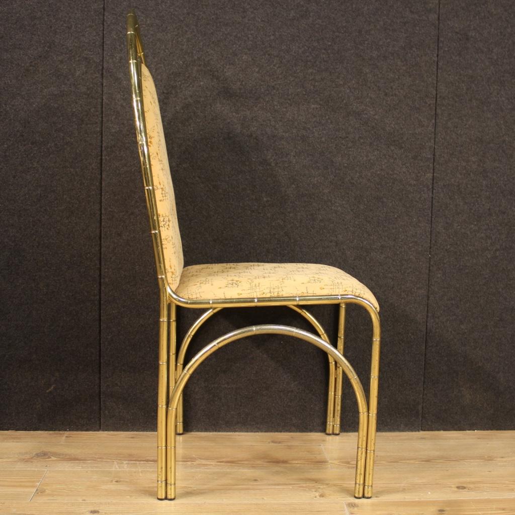 Six chaises italiennes de design en métal doré du XXe siècle, 1970 en vente 2