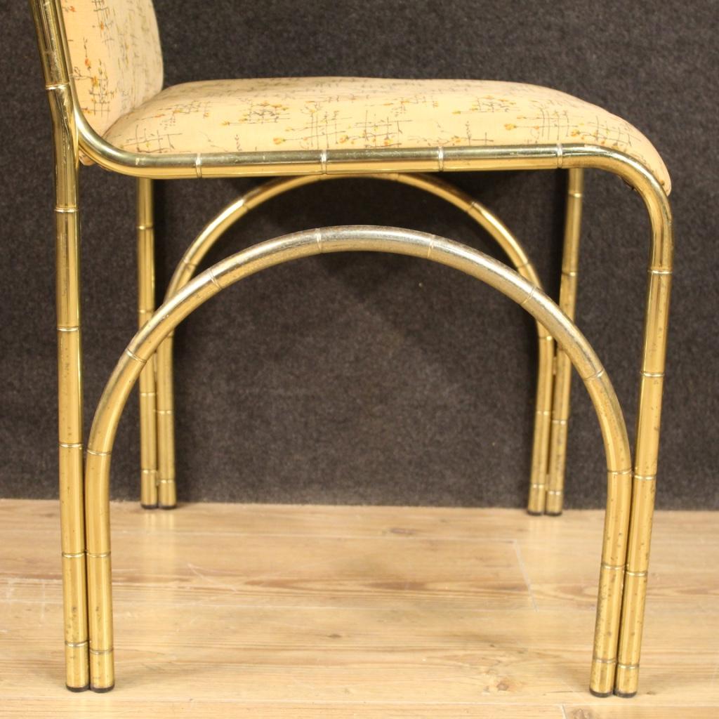 Six chaises italiennes de design en métal doré du XXe siècle, 1970 en vente 3