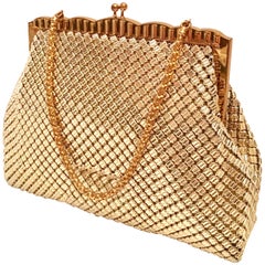 Vintage 20th Century Gold Metal Mesh & Chain Ling Handbag By, Whiting & Davis