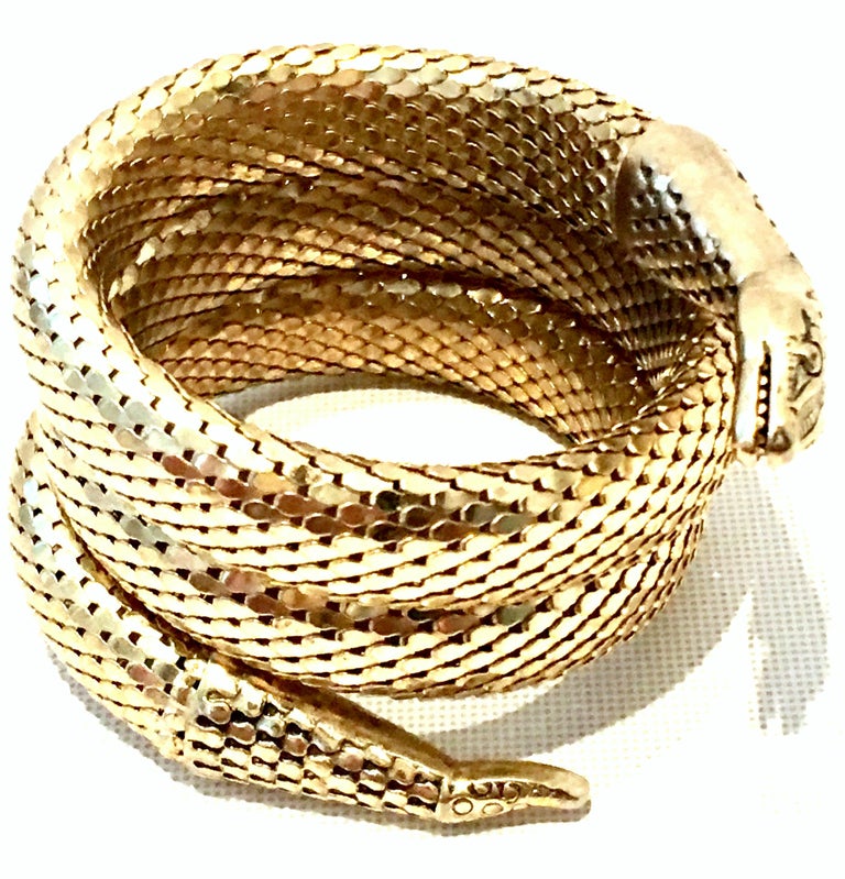 20th Century Gold Metal Mesh Coil "Snake" Bracelet By, Whiting and