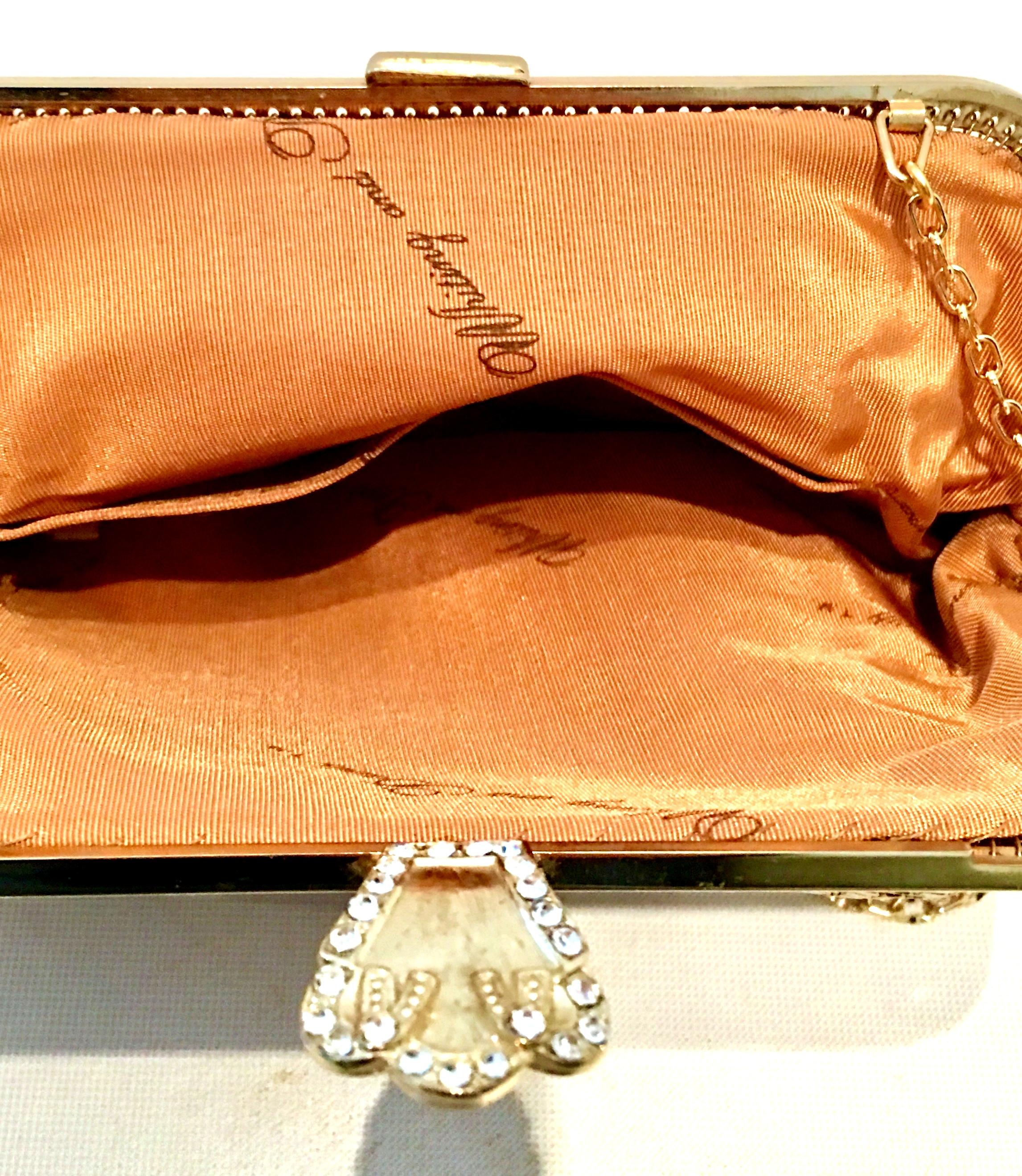 20th Century Gold Metal Mesh & Swarovksi Crystal Evening Bag By, Whiting & Davis 7