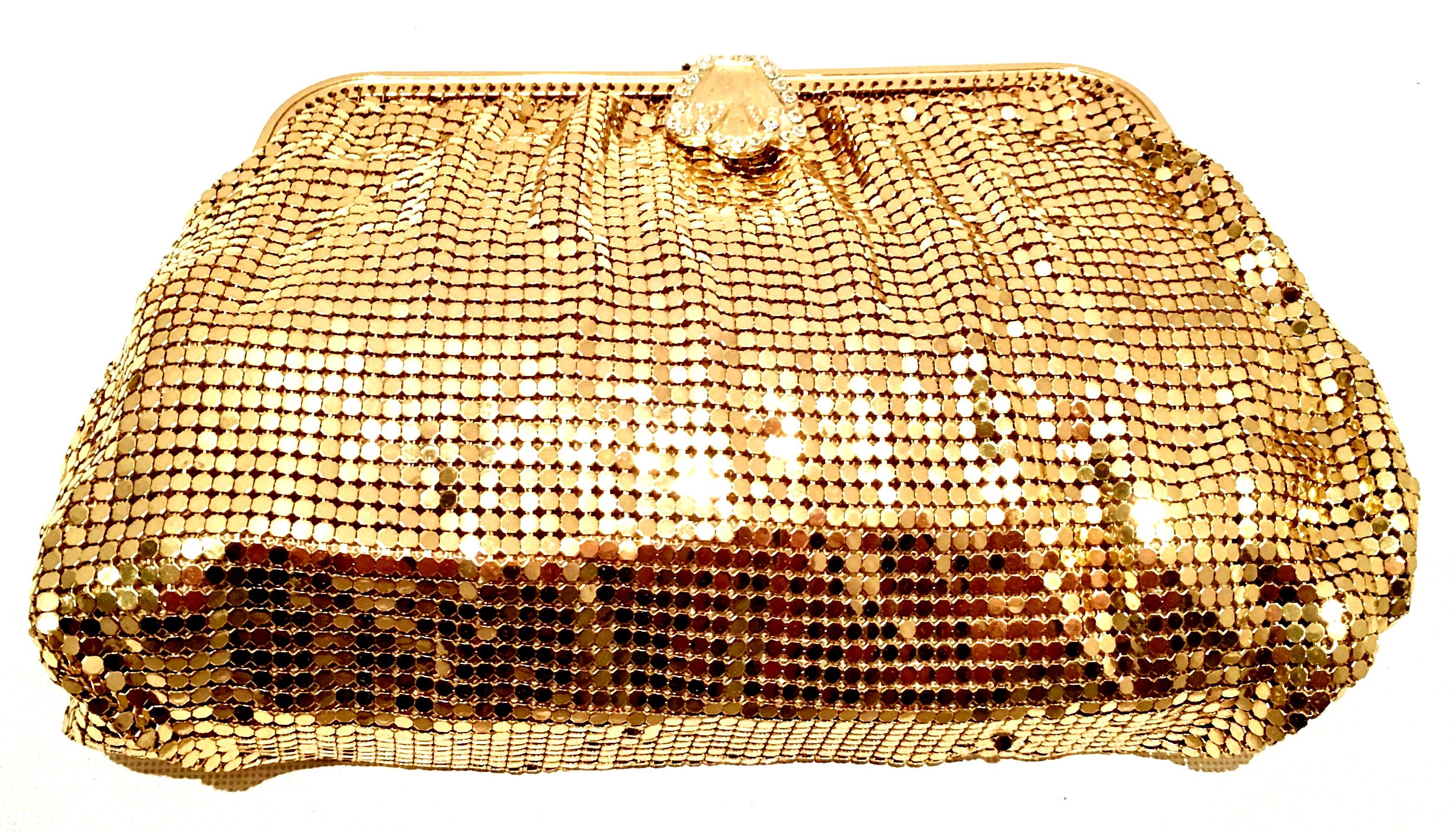 Women's 20th Century Gold Metal Mesh & Swarovksi Crystal Evening Bag By, Whiting & Davis For Sale
