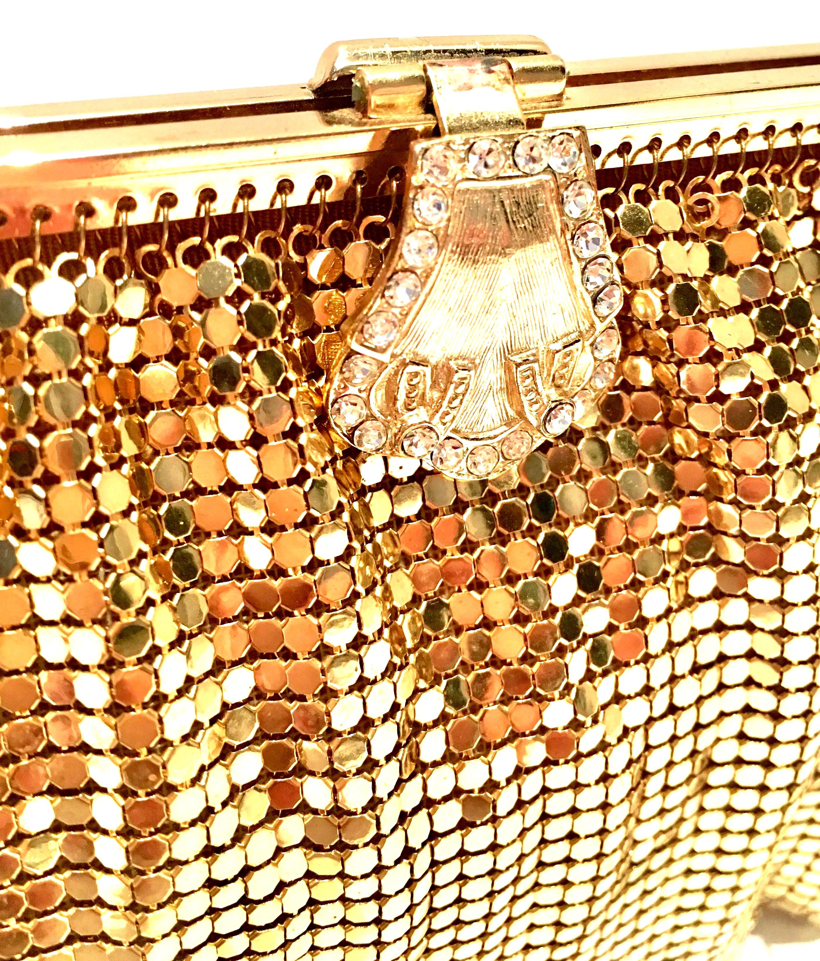 20th Century Gold Metal Mesh & Swarovksi Crystal Evening Bag By, Whiting & Davis 3