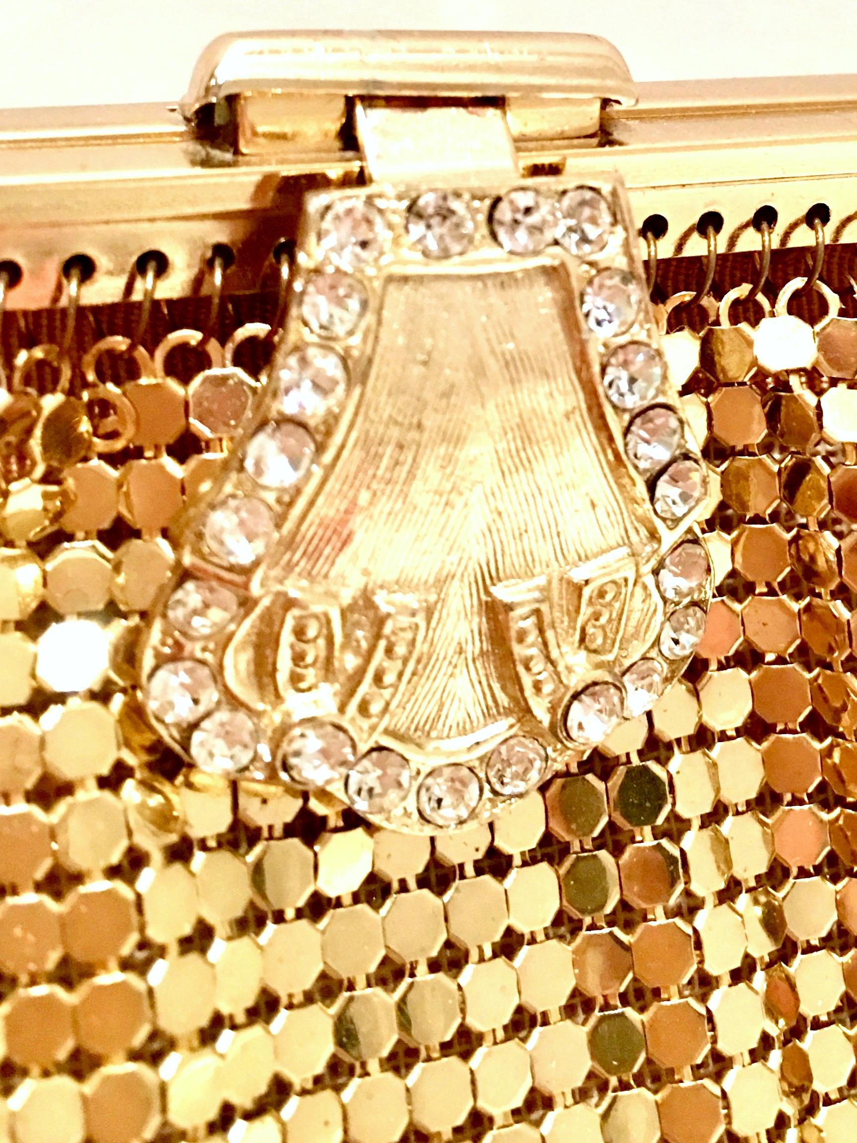20th Century Gold Metal Mesh & Swarovksi Crystal Evening Bag By, Whiting & Davis 4