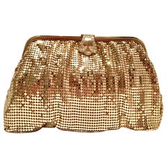 Vintage 20th Century Gold Metal Mesh & Swarovksi Crystal Evening Bag By, Whiting & Davis