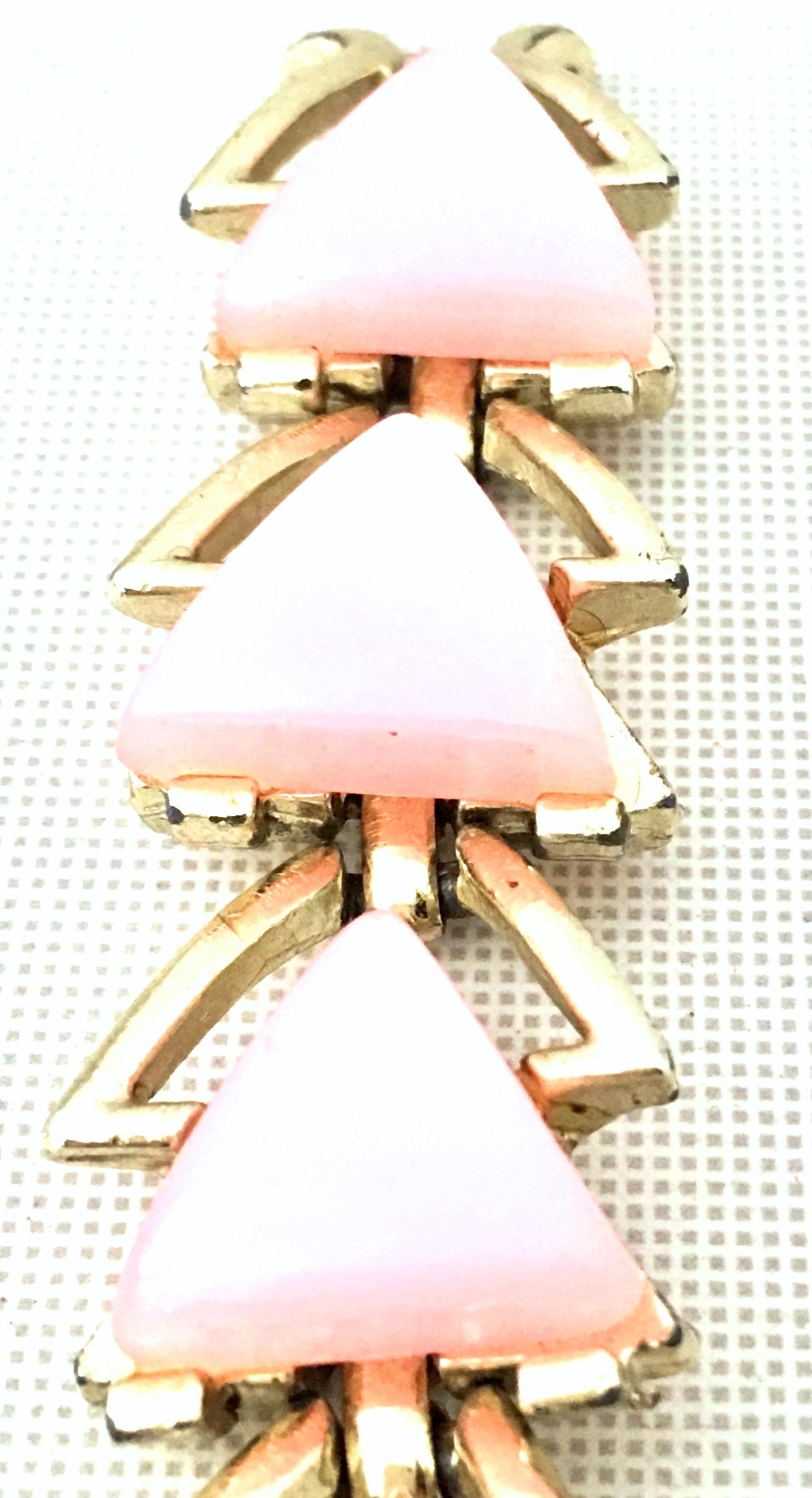 20th Century Gold & Pink Lucite Link Bracelet By, Coro For Sale 2