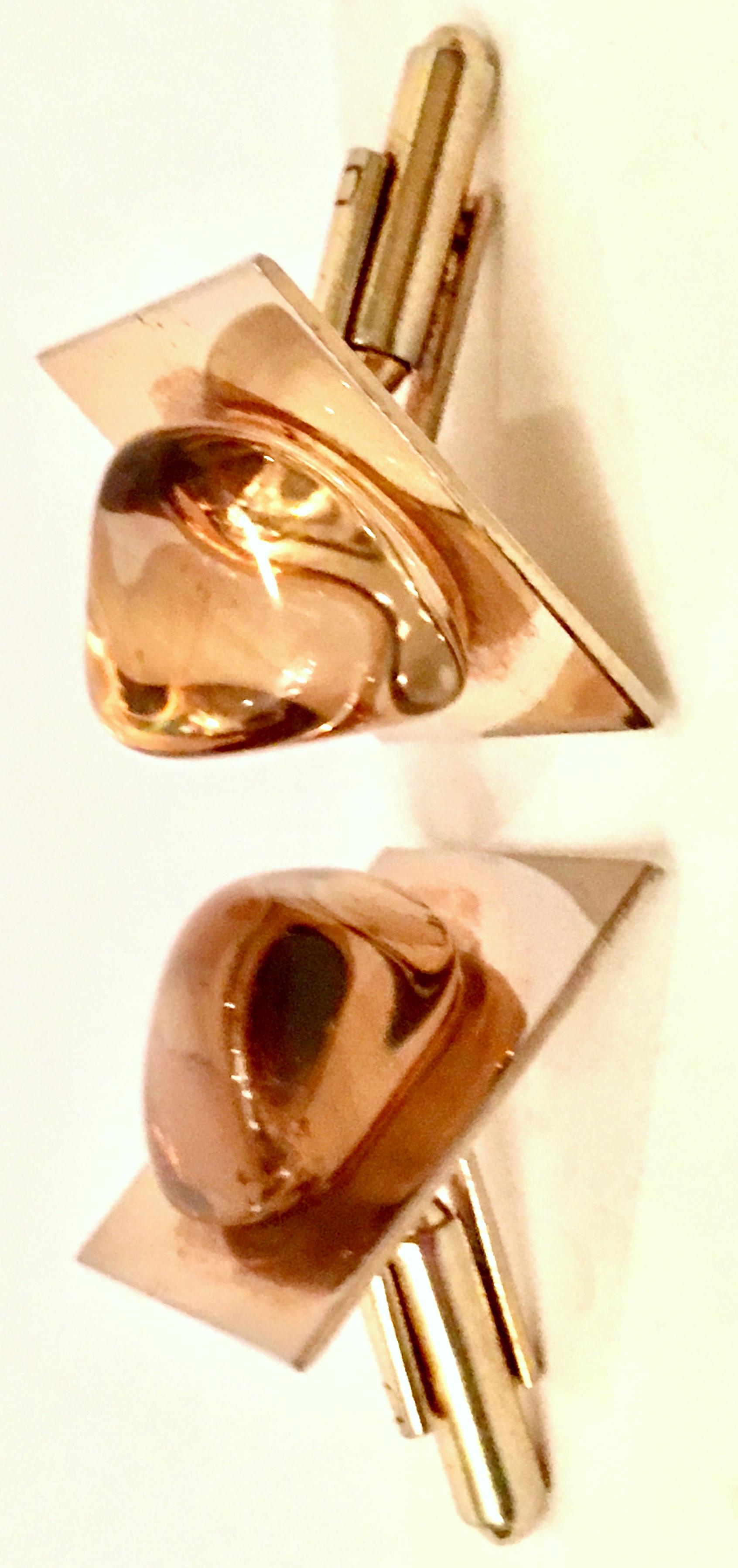 20th Century Gold Plate & Amber Glass Cufflinks In Good Condition For Sale In West Palm Beach, FL