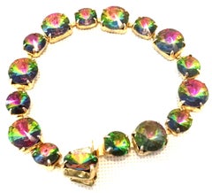 20th Century Gold Plate & Austrian Crystal Rivoli Watermelon Link Bracelet