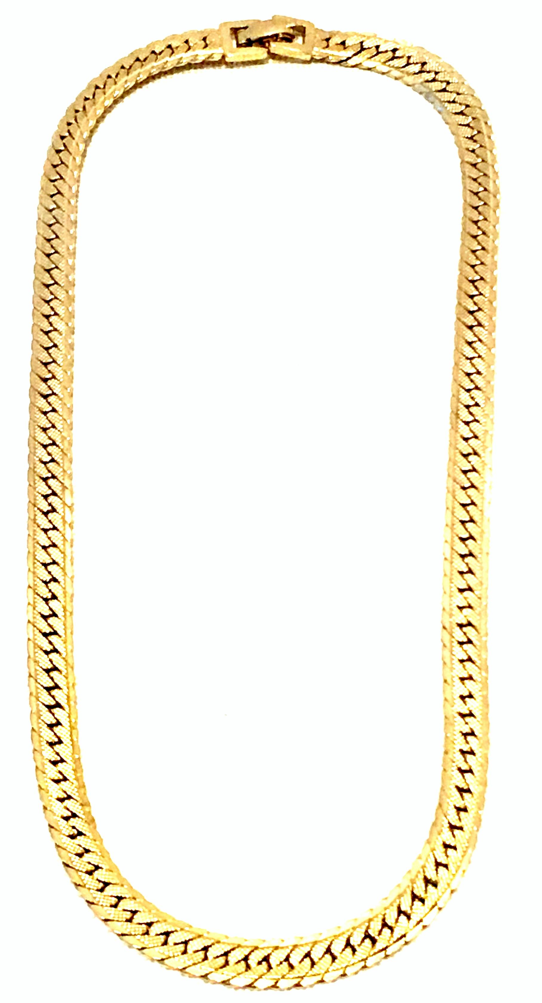 20th Century Gold Plate Classic Choker Necklace By, Monet. Signed on the fold over box style clasp, Monet.