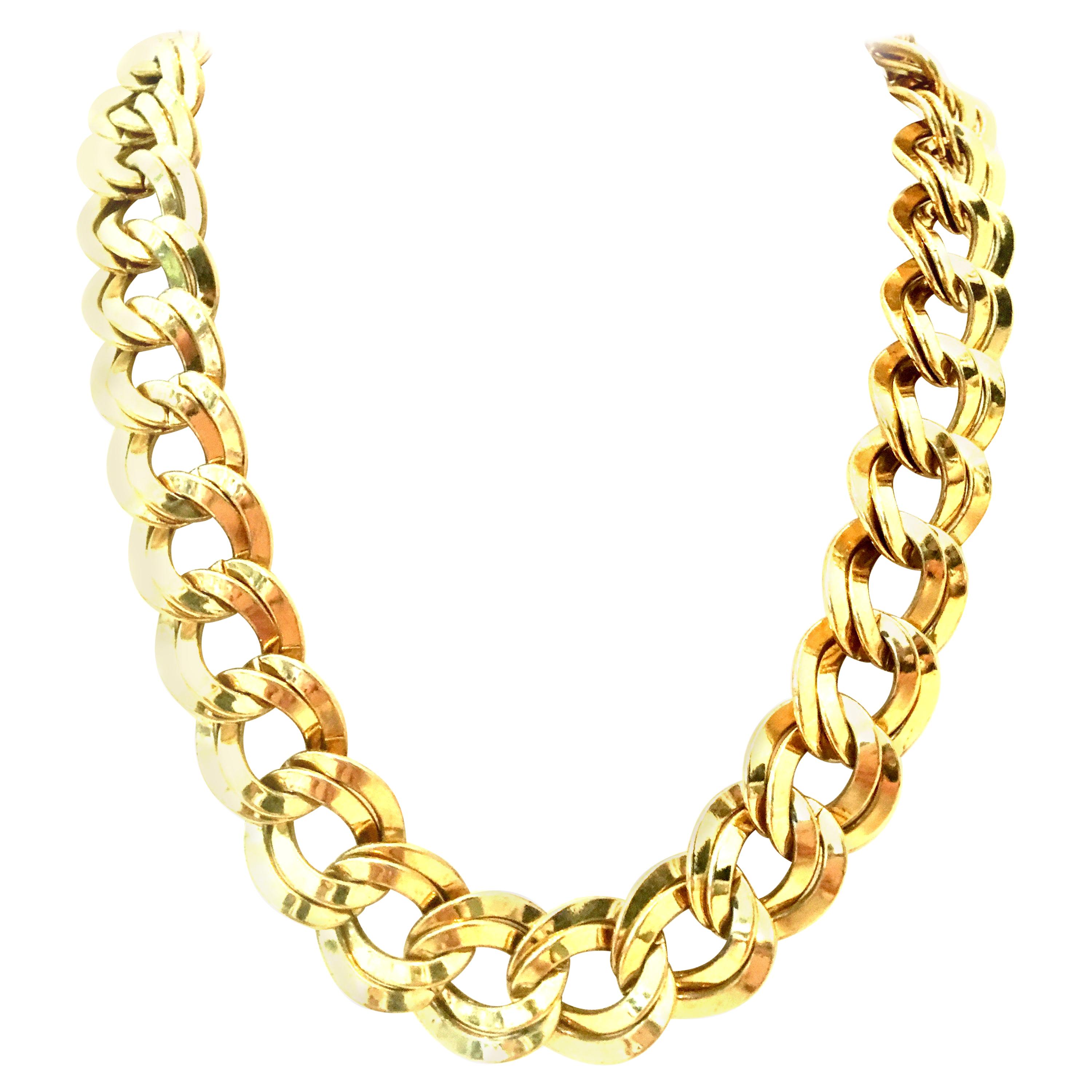 20th Century Gold Plate Double Chain Link Necklace  By Monet For Sale