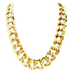 Retro 20th Century Gold Plate Double Chain Link Necklace  By Monet