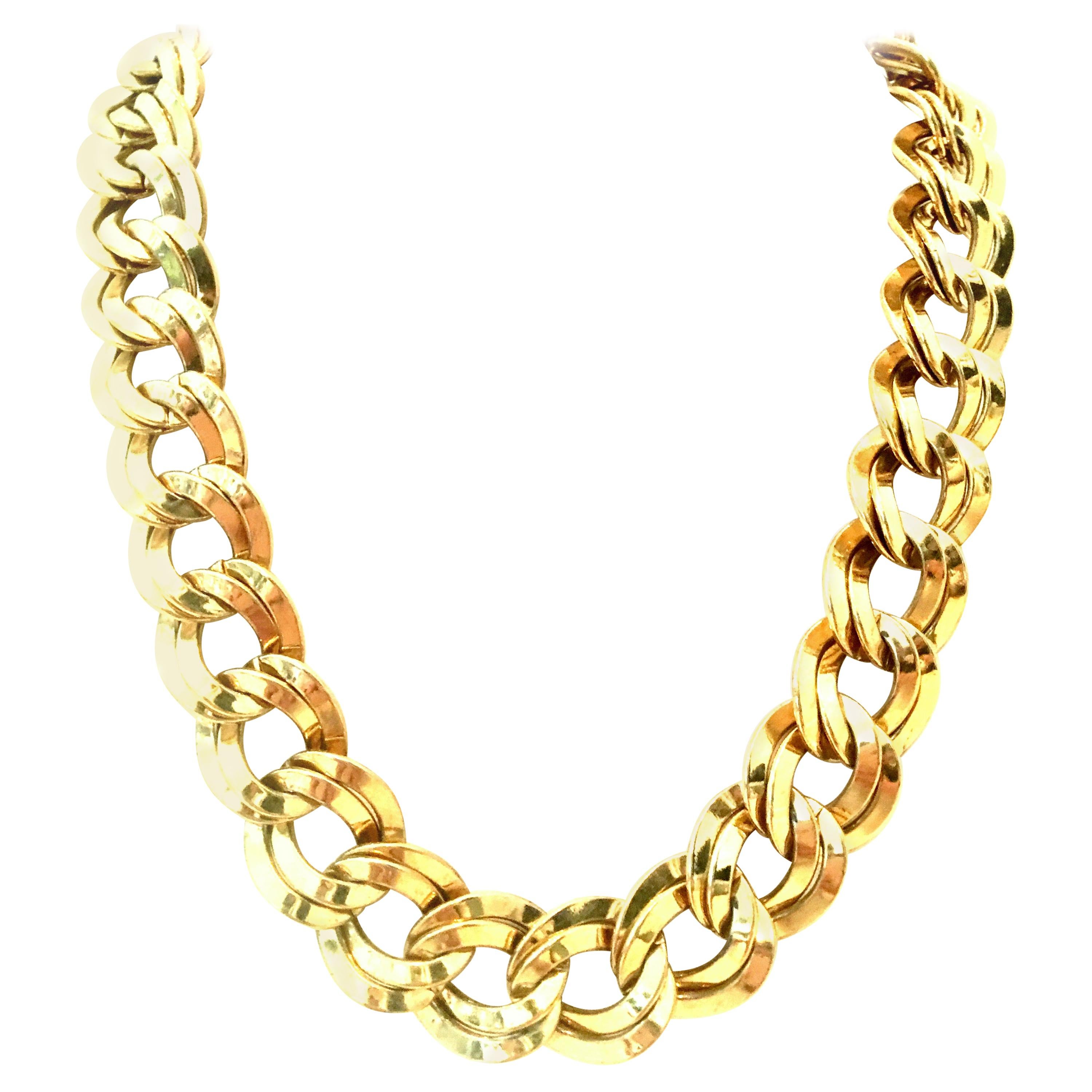 20th Century Gold Plate Double Chain Link Necklace  By Monet