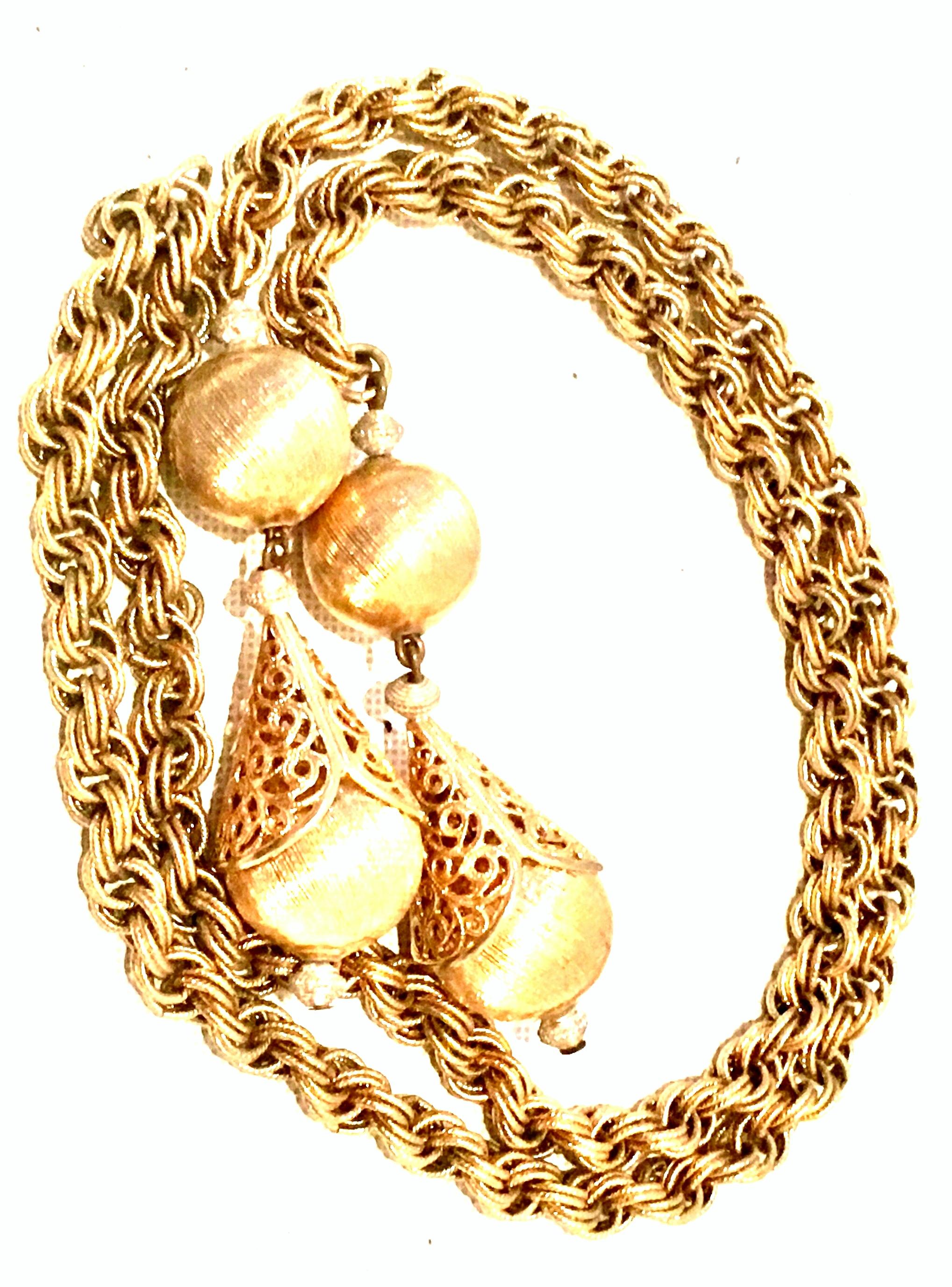 20th Century Gold Plate Rope Lariat Necklace In Good Condition For Sale In West Palm Beach, FL