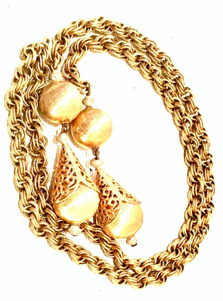 20th Century Gold Plate Rope Lariat Necklace For Sale at 1stDibs