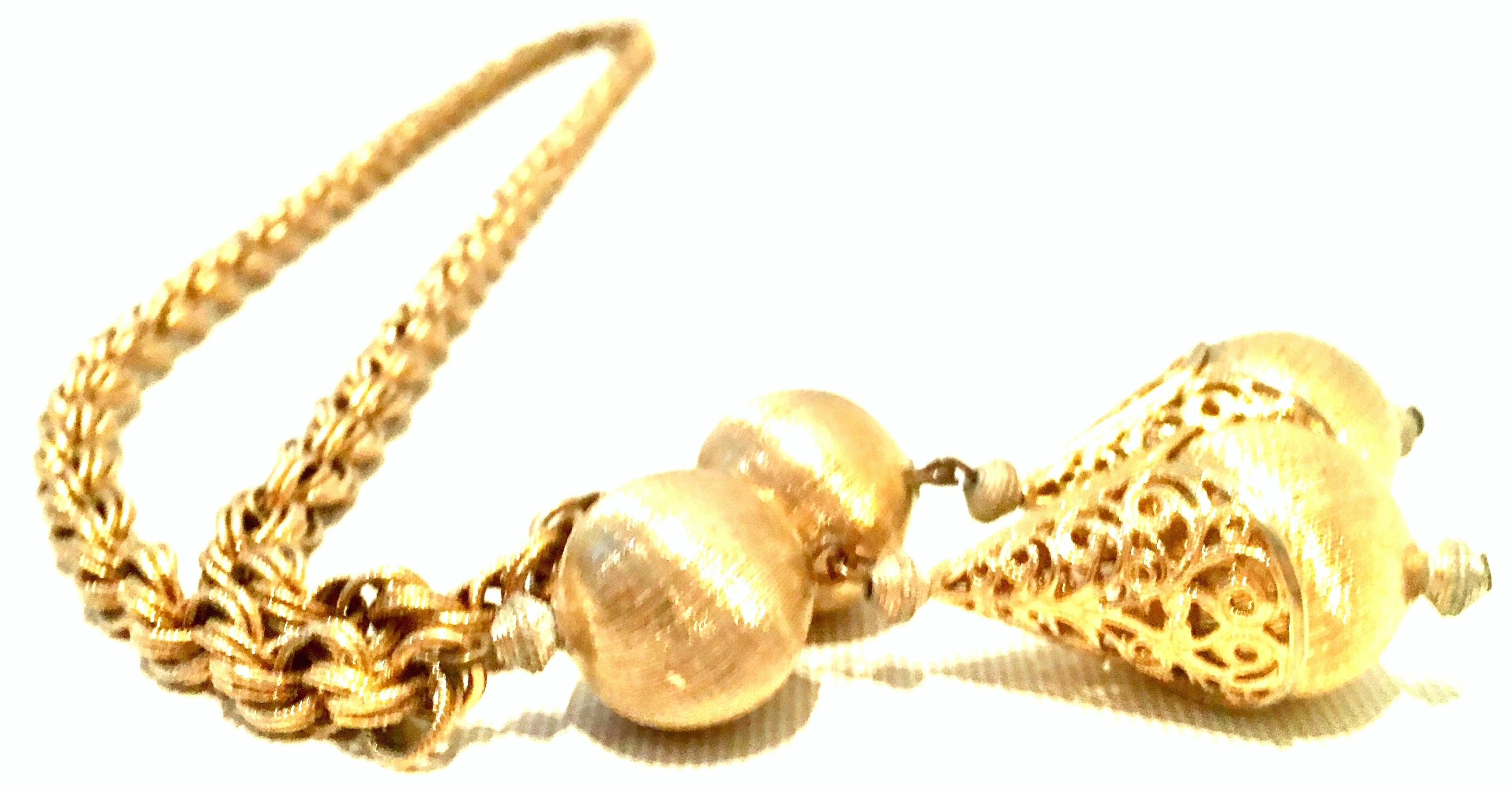 Women's or Men's 20th Century Gold Plate Rope Lariat Necklace For Sale
